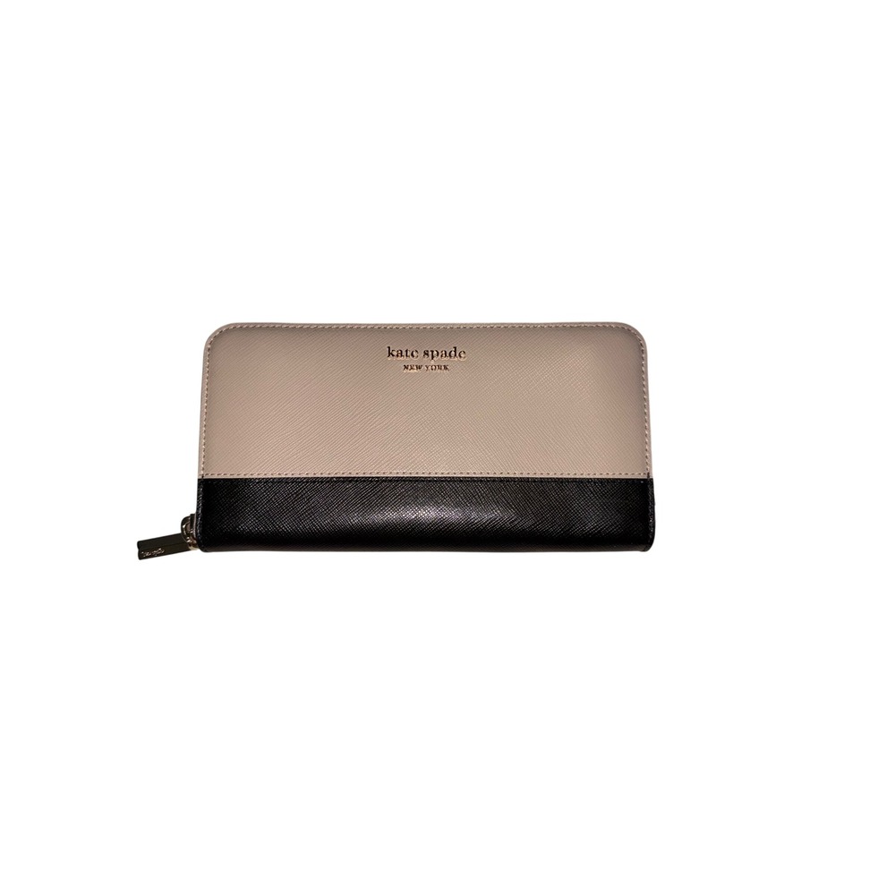 438. Kate Spade Spencer Zip-Around Continental Wallet Light Pink & Black Leather